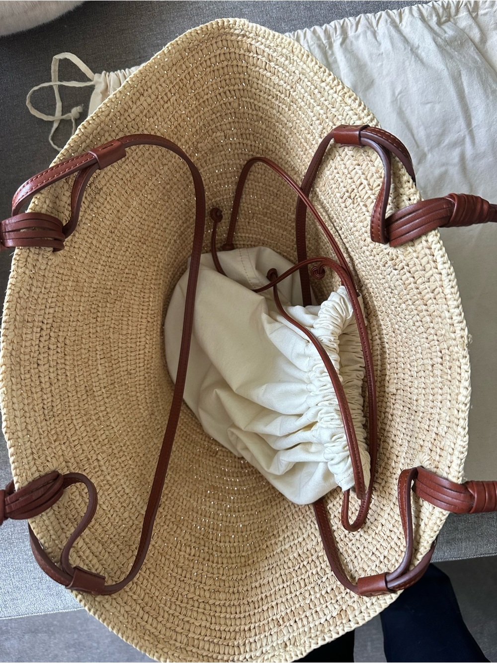 Sezane Justine Basket Bag Natural Raffia - Size TU - Picture 4 of 7